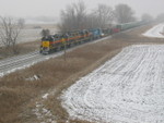 West train approaches the Wilton overpass, Feb. 2, 2008.