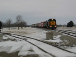 Wilton local shoving west towards Twin States siding, Feb. 27, 2007.