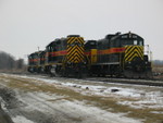 The west crew is getting their power lined up to go home with, at the west end of N. Star siding.  Feb. 28, 2007.