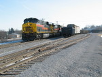 Westbound turn passes setout cars at Norfolk Iron in Durant, Feb. 5, 2009.