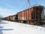 Ballast cars stored on the Wilton house track.