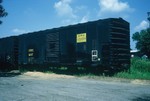 IRRC sawdust boxcar at Washington, presumably from Pella; the sawdust went to a turkey farm by Wayland. 7-24-82