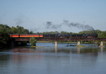 Eastbound crossing the Cedar River in Moscow, IA.