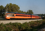 Milwaukee Road's Cedar Rapids and Super Dome bring up the rear of the excursion train as it heads into Rock Island yard before backing up to downtown.