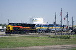 After being turned on the turntable, IAIS 507 waits in the roundhouse area with MSPKC's power.  SPKC's crew will drop the 507 off at the yard office when they tie onto their train, rejoining the 507 with sister 509.  Nahant Yard; Davenport, IA.  26-Sept-2008.