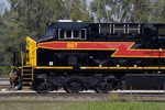 Now that most of the CNW "Z-Tops" are gone, we can look forward to the lightning style stripe on the new IAIS GE's.  Nahant Yard; Davenport, IA.  26-Sept-2008.