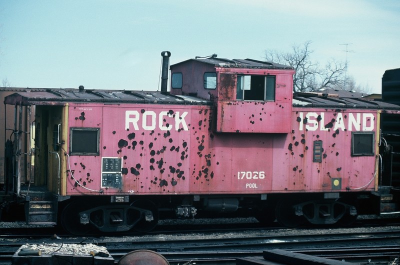 A Rock Island caboose at Iowa City. 7-APRIL-89