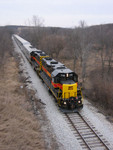 Westbound passenger train deadhead at F90 overpass near DeSoto, IA.  12-Jan-2007