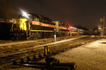 The crew receives instructions from the trainmaster as they get ready to take the train to Yocum to be wyed.  Iowa City, IA.  11-Jan-2007