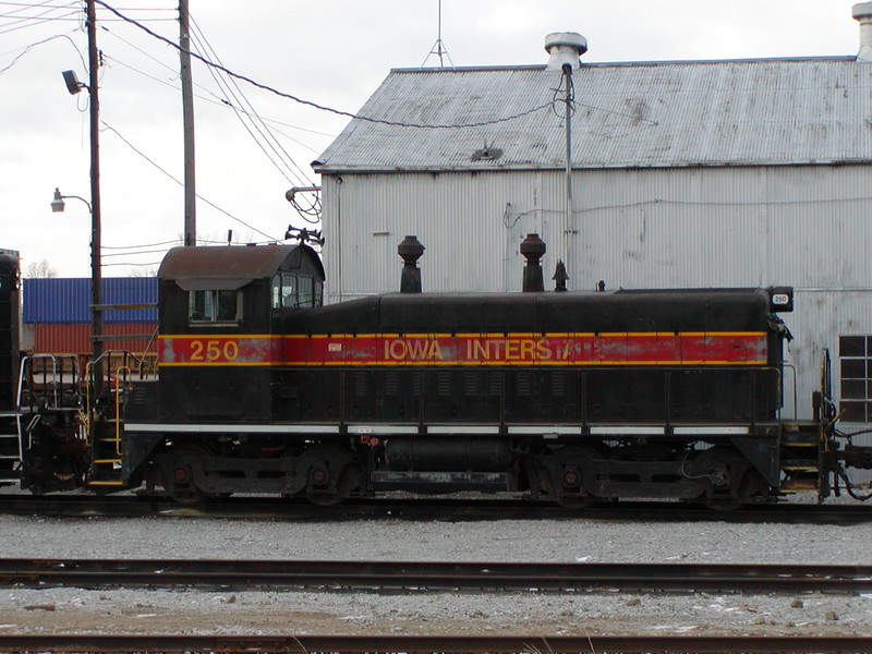 Prototype view of the 250 idling at Council Bluffs, where it ran out its final four years on the IAIS.
