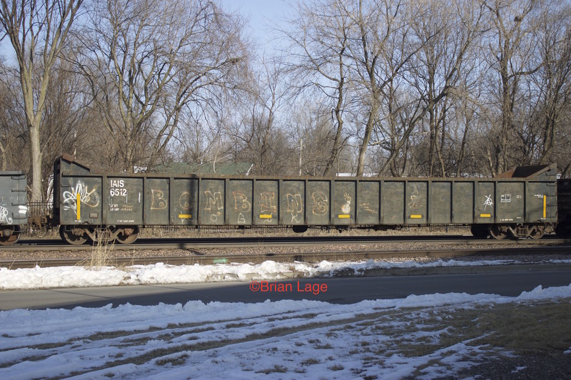 IAIS 6512 on a westbound UP through Marshalltown IA. Feb 17, 2015