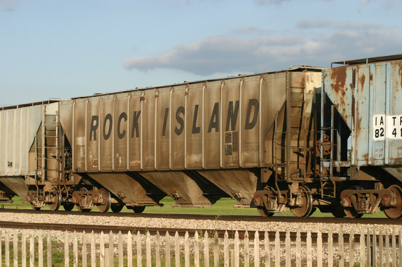 IAIS 7800, an ex-Rock Island car, is seen at South Amana, IA, on 6-Aug-2004