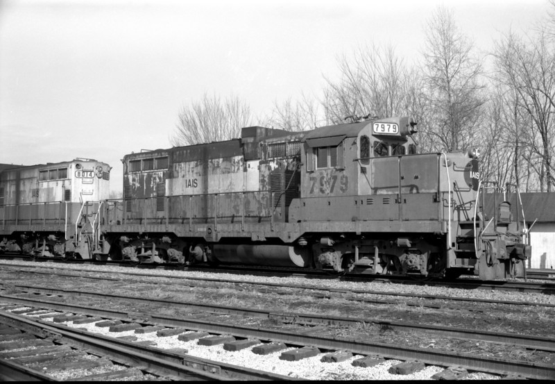 IAIS 479 in its original number, 7979, taken at Iowa City, IA, on 2 Mar 1985 by an unknown photographer.  Nathan Holmes collection