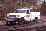 Ford F-250 hi-rail westbound at Colona, IL on 10/25/03.