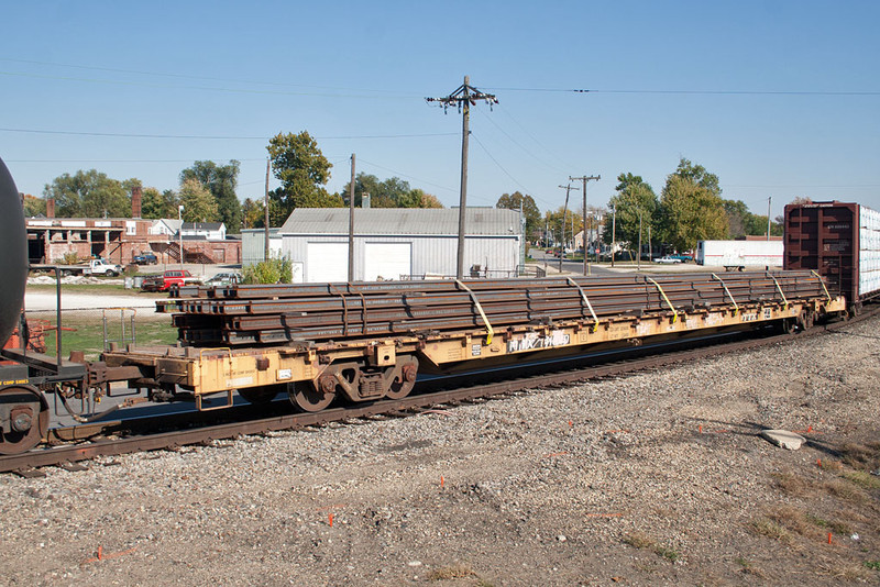 Load of rail at Galesburg, IL.