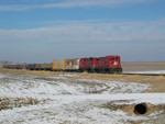 Return train at the first crossing south of Zearing, Feb. 13, 2006.