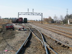 Switching Zearing yard alongside the BN main.  Nov. 3, 2006.