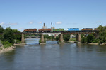 IAIS 604 west over the Iowa River bridge, just west of the Iowa City yards