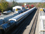 Commuter coaches on 1 track in Iowa City yard, Oct. 24, 2006.