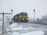 Leaving the east end of Cotter siding.