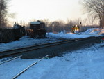 Fianlly on the move, the IAIS detour swings through the west curve at Colona, Jan. 2, 2008.