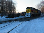 So close, yet so far away.  Detour passes the stubbed IAIS main at Colona, Jan. 2, 2008.