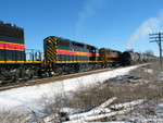 RI turn at the west end of N. Star siding, setting out scrap loads, Jan. 24, 2008.