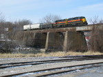 East train arrives on the Iowa River bridge, Jan. 30, 2008.