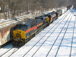 The WB crew is pulling down to do their yard work, leaving the bulk of their train above the crossover.