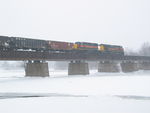 Coal train crosses the Cedar River at Moscow, Jan. 11, 2011.