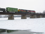 Crossing a mostly frozen Cedar River.