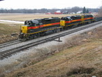 East train approaching the Wilton overpass, past the JM switch, Jan. 9, 2008.