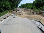 Highway 6 washout east of the Cedar River bridge, July 1, 2008.