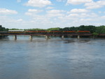 East train's consist on the Cedar River bridge, July 1, 2008.
