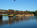 Westbound turn on the Cedar River bridge, July 13, 2008.