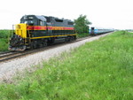 Doing the "Wausau shuffle" on the second trip.  700 is backing out of the Wausau spur to tie onto the rear of the train.