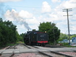 During the layover in Atlantic we got off to join the fun.  Here the steamer backs through the crossover during the runaround move.