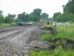 The track gang is working on the newly repostioned east switch at West Liberty siding, June 12, 2008.