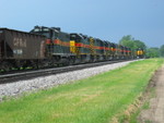 East train heads in at N. Star to meet the westbound, June 12, 2008.