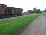 Setting out ballast cars for a work extra, June 12, 2008.