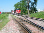 At the east end, the conductor has opened the crossover so they can depart.