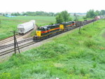 A short 7 car WB passes the Wilton overpass, June 2, 2010.