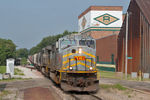 The detour enters the street trackage at Taylor St in Davenport.