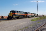 IAIS's eastbound CBBI is ready to depart Newton yard, June 15, 2008.  The passenger cars are returning to Iowa City after a "Sculpture Festival" special from Des Moines to Newton on Friday and Saturday.  Photo by Larry Hamilton.