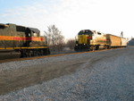 An extra Wilton Local arrives at Atalissa to pick up the work train, March 21, 2009.