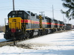 West train arrives in Iowa City, at 1st Ave, March 2, 2008.