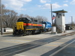 Backing past the Broadway St. crossing tower.