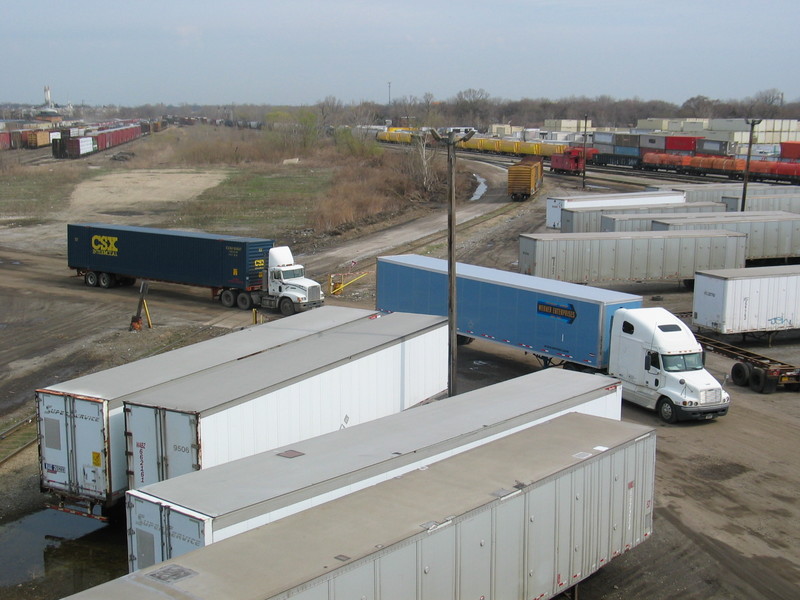 Looking north, new shipments arrive by truck.