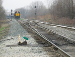 East train parked on the old eastbound main, west of the Rockdale crossovers, March 28, 2007.