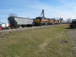West train passes the latest fertilizer car at Atalissa, March 29, 2008.